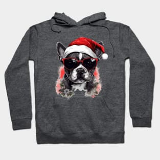 Magical Christmas Pug in the snow: cute four-legged friend with festive hat Hoodie